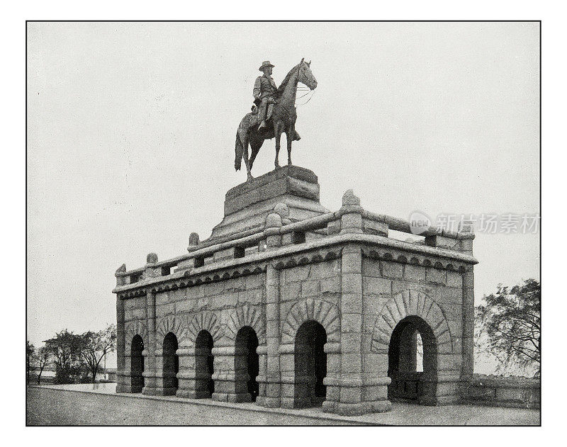 芝加哥林肯公园格兰特雕像的古董照片