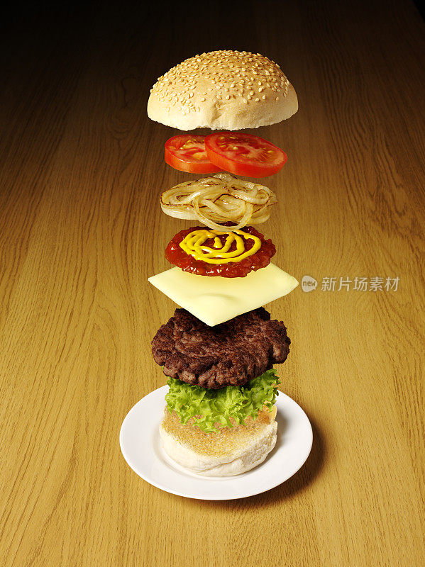 快餐牛肉汉堡