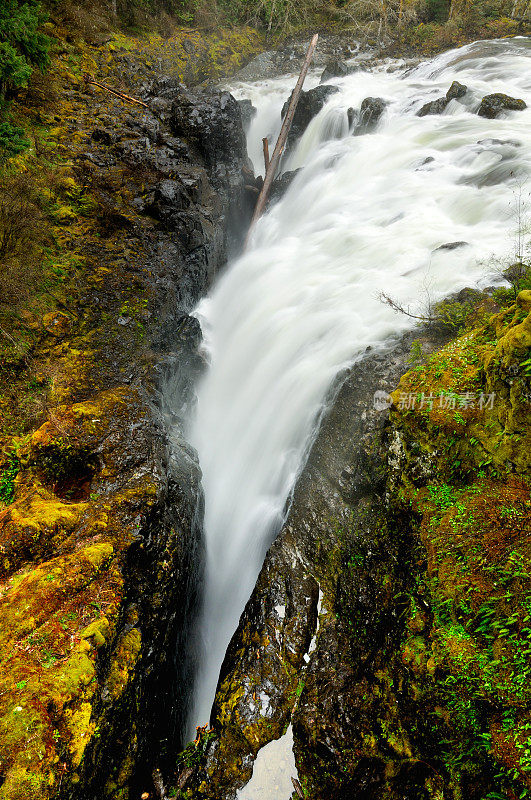 加拿大温哥华岛的英国河瀑布