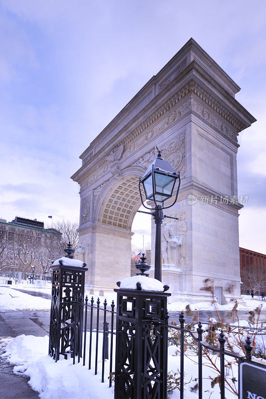 纽约华盛顿广场公园的冬天