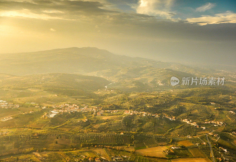 鸟瞰图的托斯卡纳山-基安蒂地区