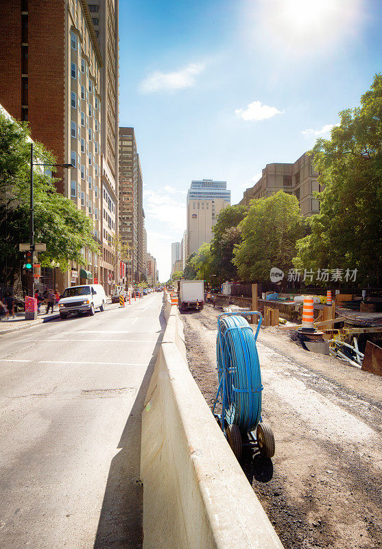 蒙特利尔市区道路施工