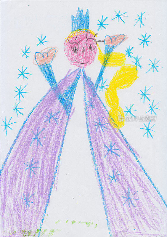 孩子画一个仙女。