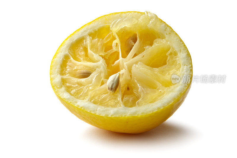 水果:柠檬压榨孤立的白色背景
