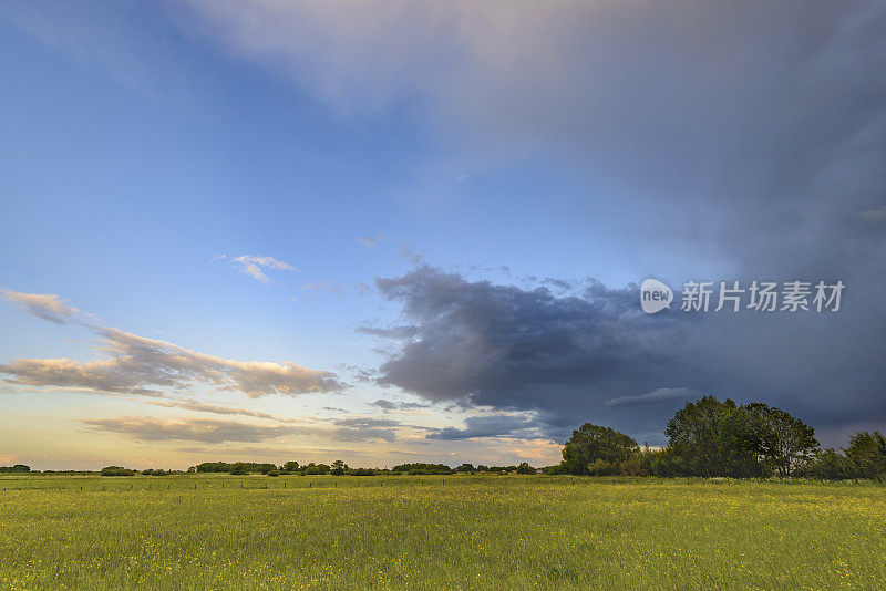 春天，乌云在田野上空飞舞