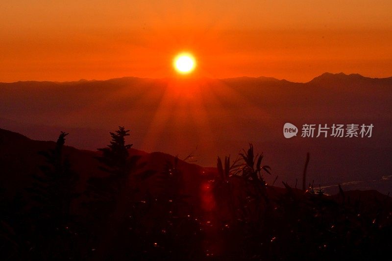 日本长野县志贺高根高原的日落