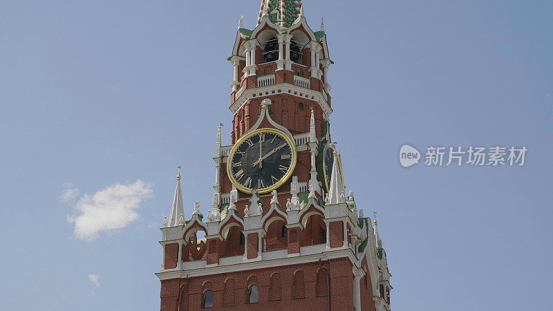 斯帕斯卡亚塔，钟声，时钟，莫斯科。UltraHD资料片