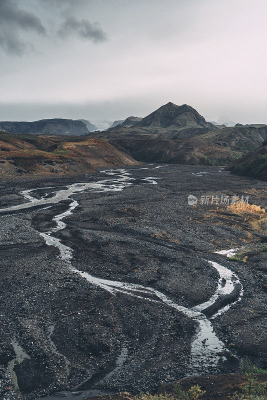 日落时分的Thórsmörk河谷风景