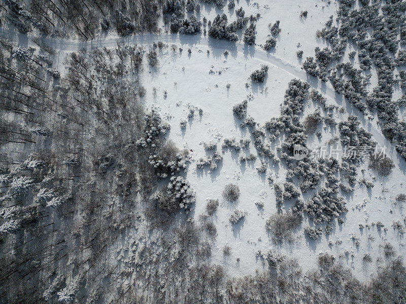 冬季景观和积雪覆盖的道路