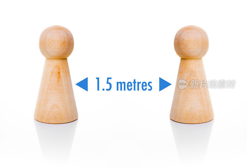 1.5米英国社会距离与木制卒子