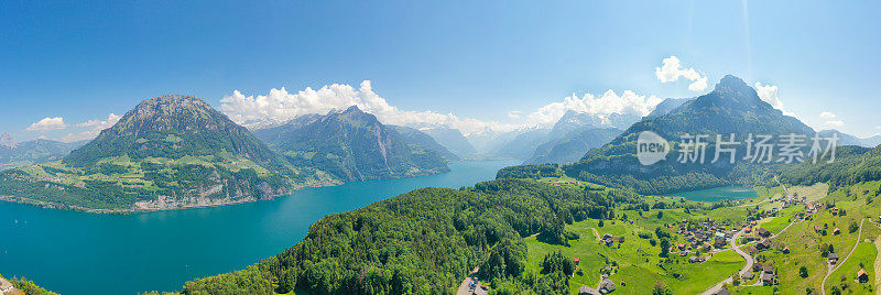 瑞士的全景。广州的Uri。琉森湖。鸟瞰图。瑞士阿尔卑斯山