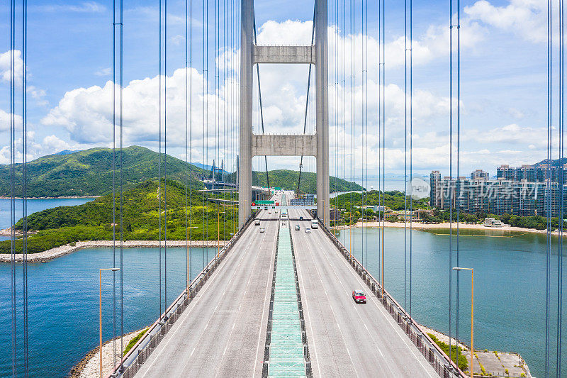 香港青马桥的无人机视图