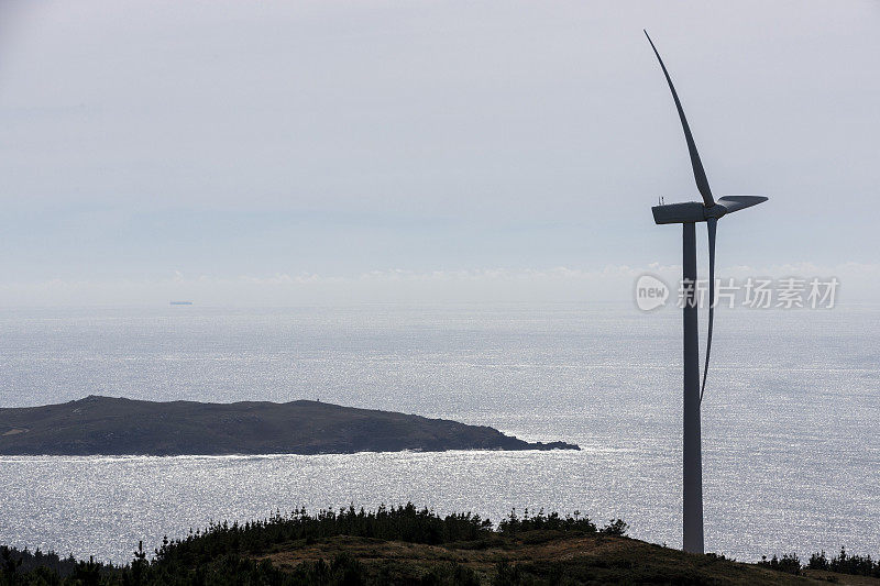 图里南角和穆夏风车，死亡海岸，卡米诺圣地亚哥加利西亚，西班牙