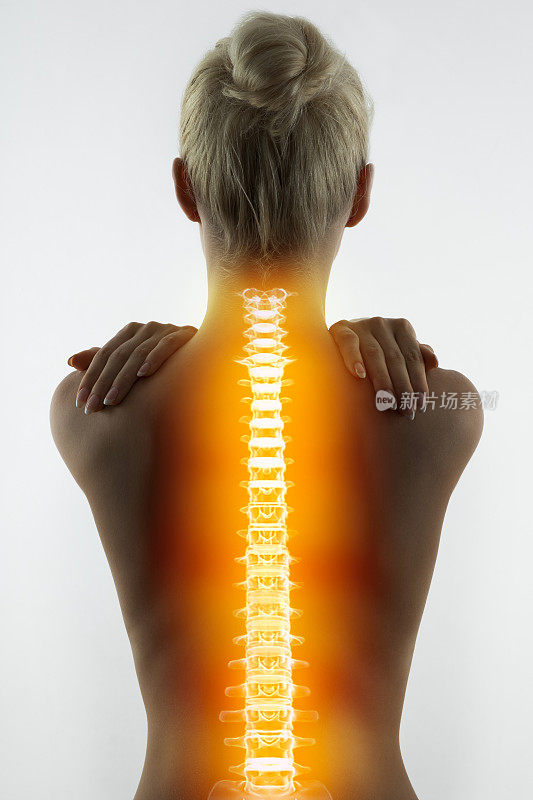 脊椎疼痛，女人的背痛和颈部疼痛