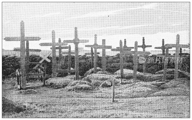古董黑白照片:冰岛渔民墓地雷克雅未克