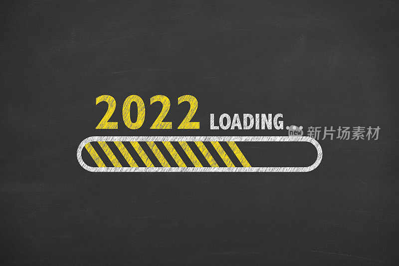 在黑板背景上加载新的2022年