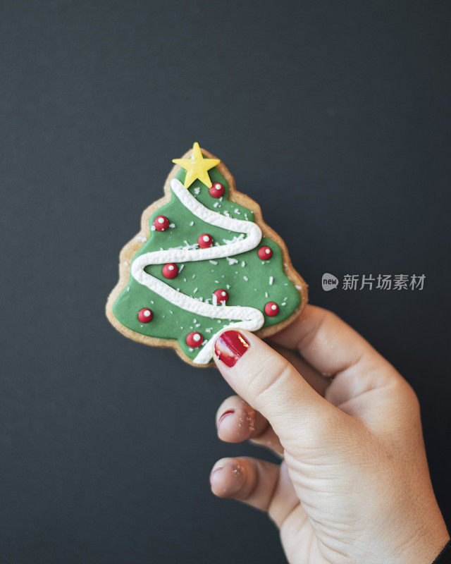 圣诞装饰圣诞树饼干，圣诞饼干，圣诞树饼干，圣诞快乐饼干，圣诞问候饼干