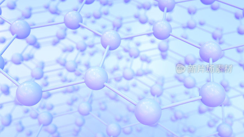 三维抽象六角形分子结构，DNA，霓虹灯