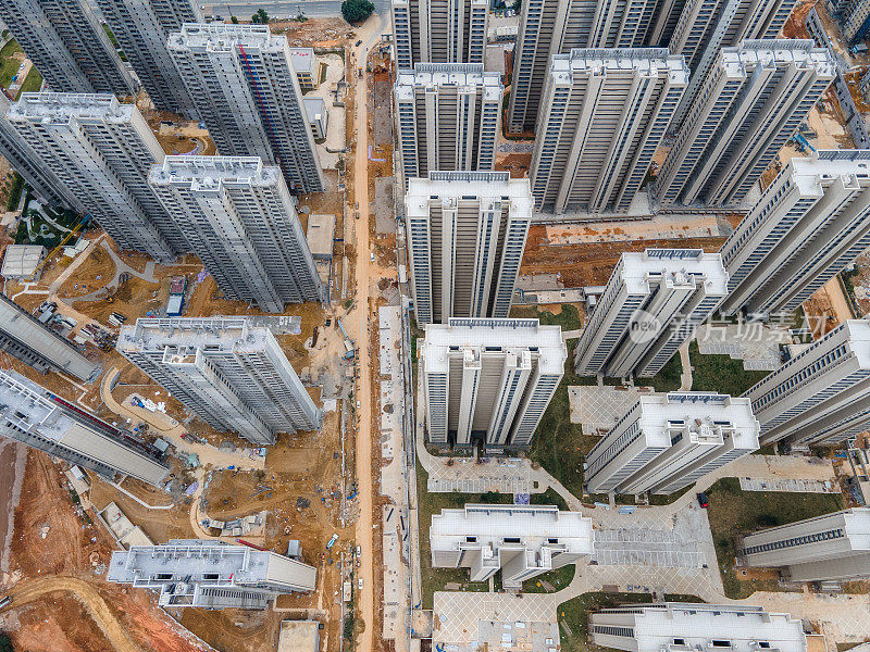 正在兴建的商业大厦鸟瞰图