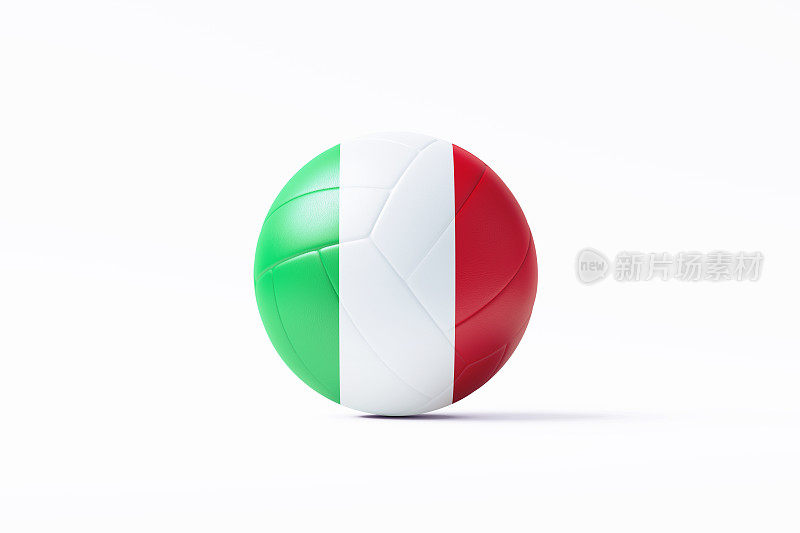排球纹理与意大利国旗在白色背景