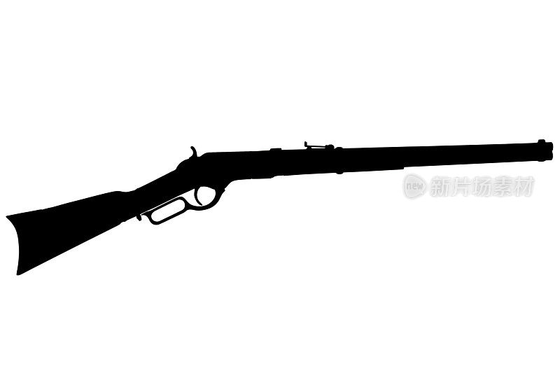 老西部时期。44-40温彻斯特杠杆动作重复步枪M1866黑色剪影