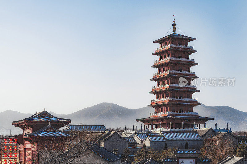 中国河北省石家庄市赞皇县德裕古镇的雪景