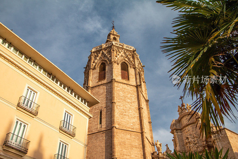 西班牙瓦伦西亚almoina广场圣母升天大教堂(圣玛丽大教堂)的米格列特塔