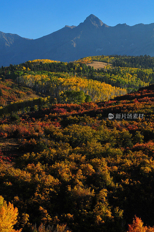 傍晚时分，秋天的光线照在斯奈菲尔山脉的山坡上
