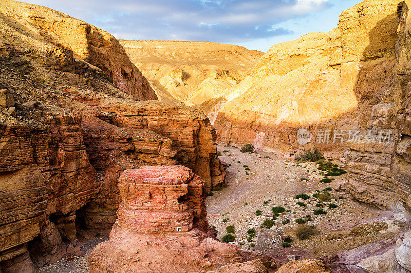 以色列埃拉特市附近沙漠中的红色峡谷峡谷中的岩石