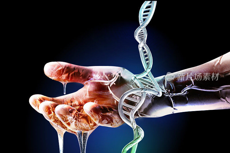 DNA检测和金属医用人工智能机器人手。