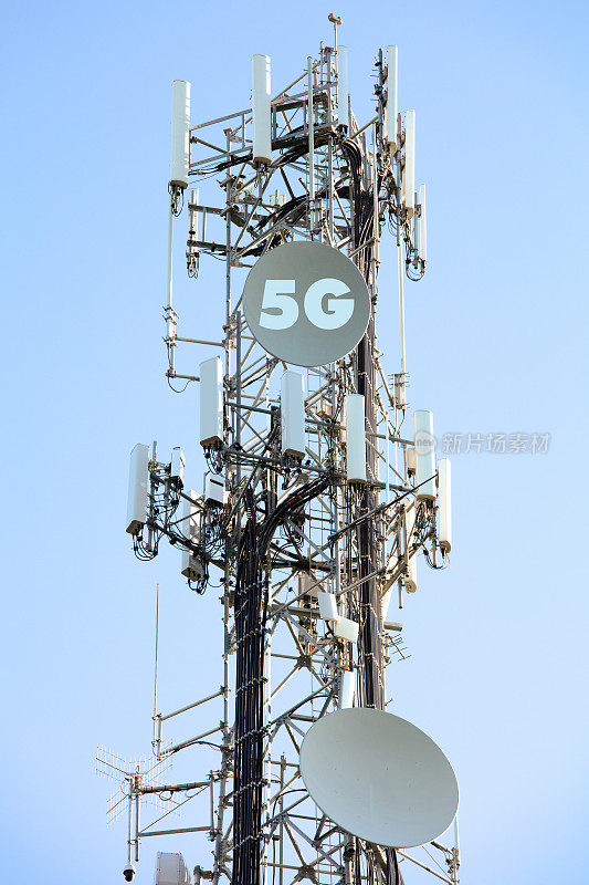 用于移动电话和视频数据传输的5G通信塔