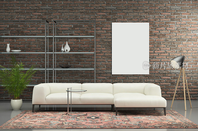 极简主义现代室内客厅与沙发