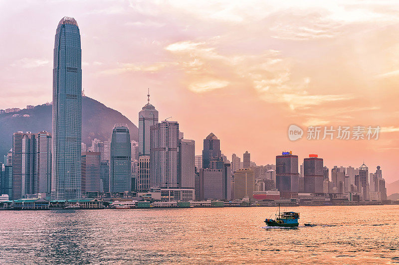 香港的水艇和维多利亚港