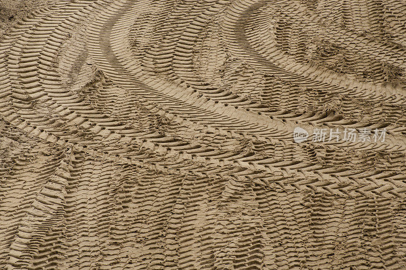 沙地上的轮胎印