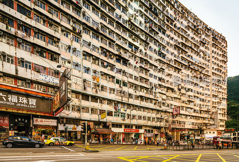 中国香港拥挤的公寓楼