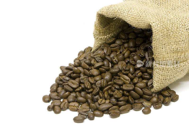 咖啡豆和粗麻袋