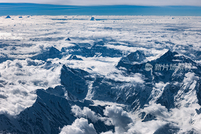 鸟瞰图巴基斯坦山脉，K2，巴基斯坦，喜马拉雅山，中亚