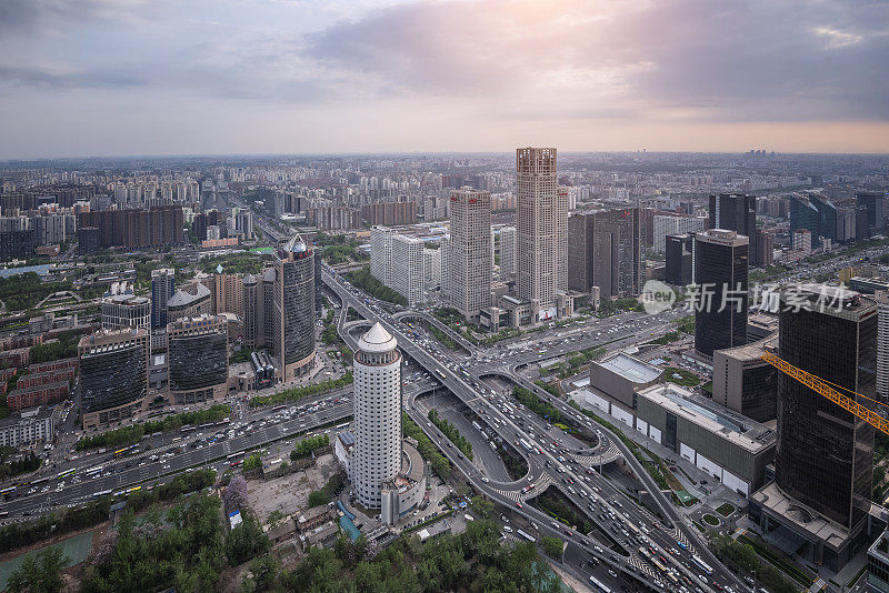 北京中央商务区高楼大厦天际线，中国城市景观