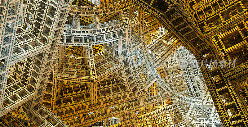 一个美丽的无限数学曼德尔布罗特集分形未来结构的3D插图