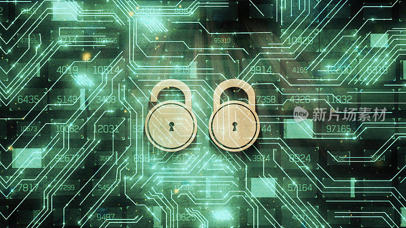 挂锁数字数据保护概念