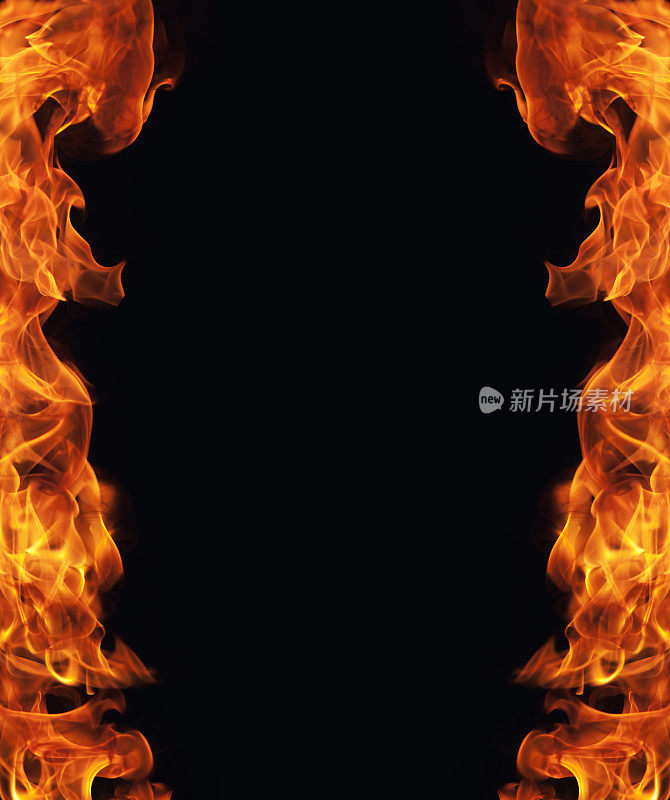 燃烧的火焰火焰框架在黑色的背景