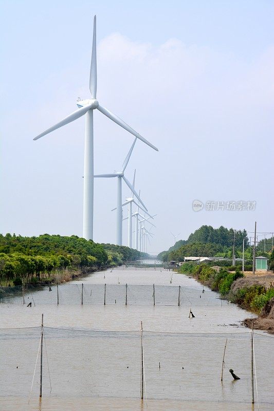 上海崇明岛的风车叶片