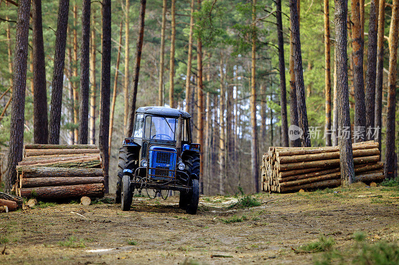拖拉机和森林砍伐