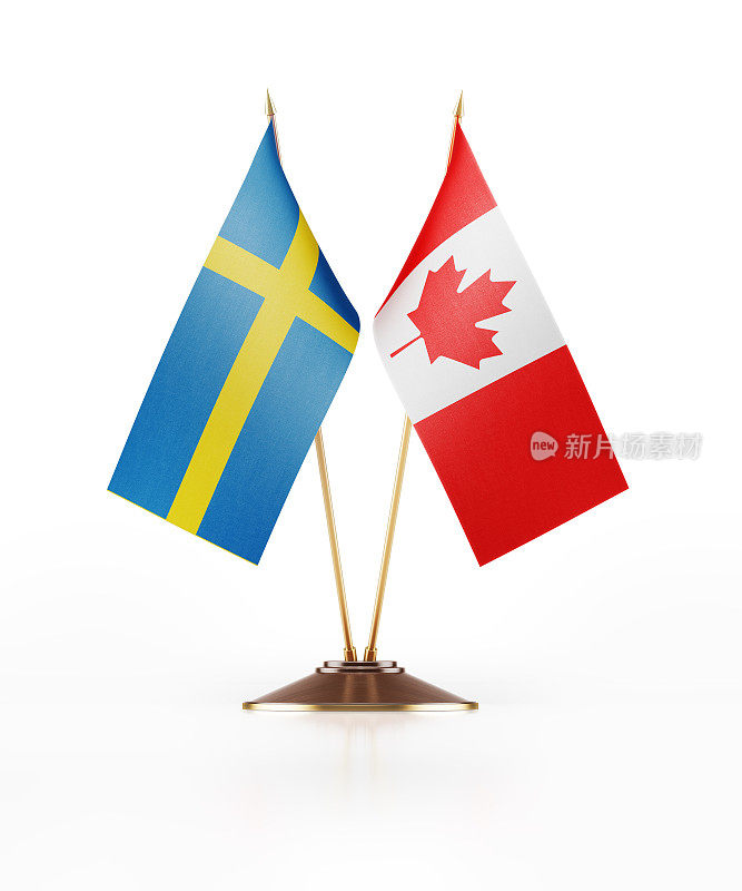 瑞典和加拿大的微型国旗
