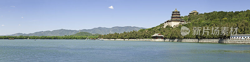 北京昆明湖宝塔颐和园全景中国