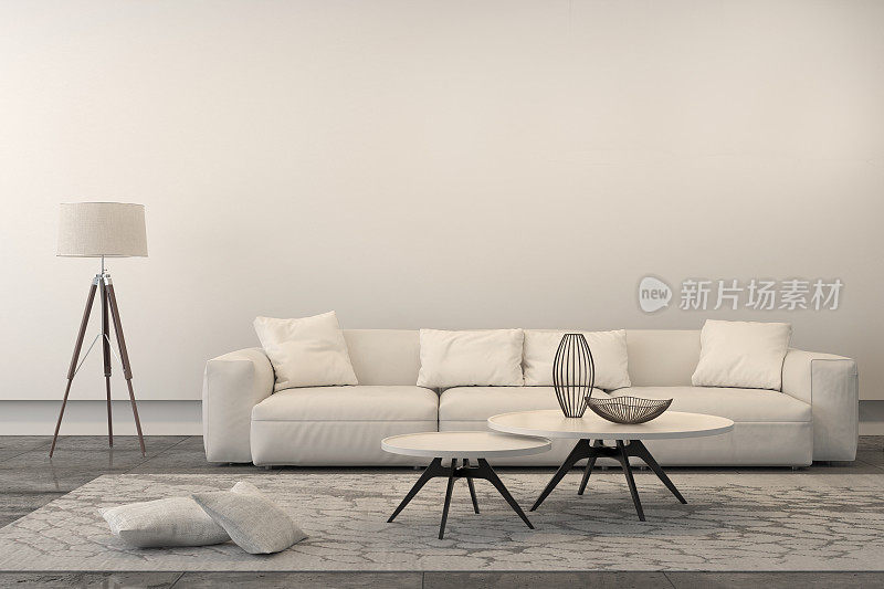 客厅里的现代白色沙发