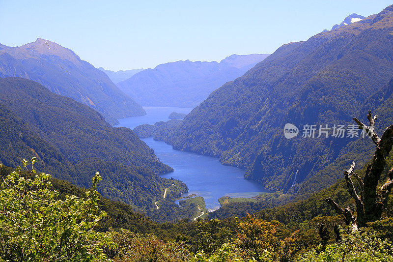 在雄伟的可疑之声峡湾，田园诗般的峡湾景观，新西兰南部全景