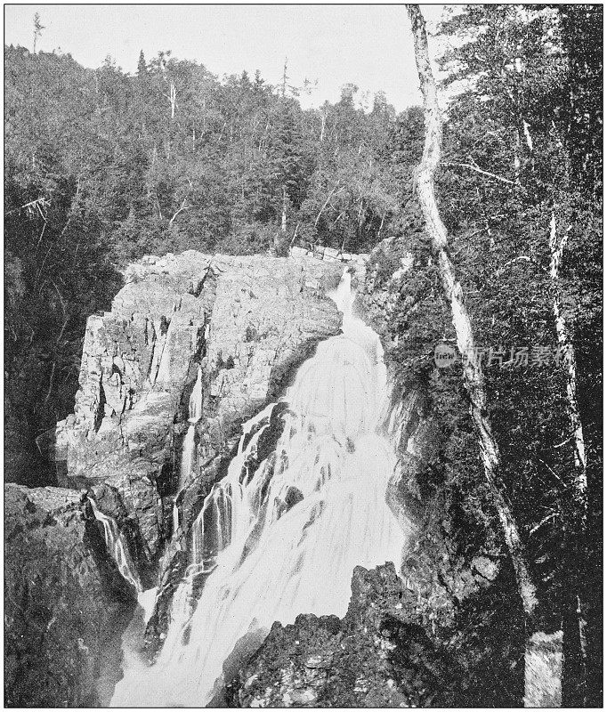 美国著名风景的古董照片:魁北克圣安妮瀑布