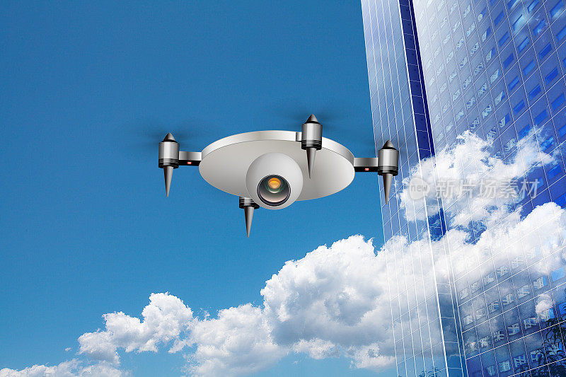 一种能够进行人脸识别的飞行无人机，可以监控和维护城市和办公城镇。