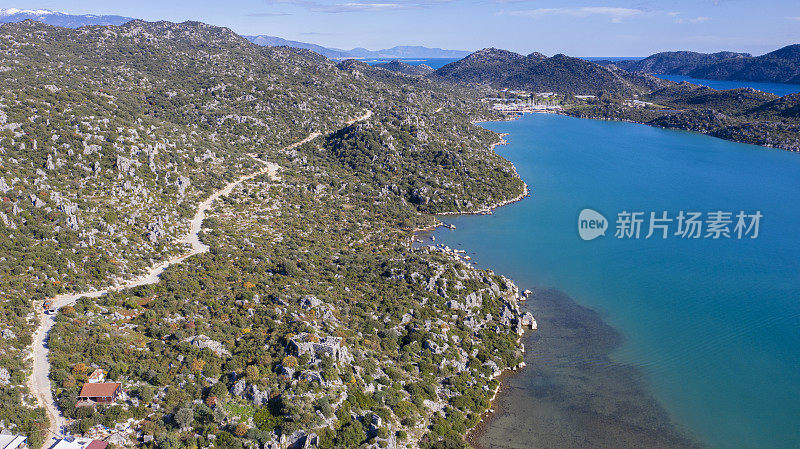 鸟瞰图古利西亚沉没的城市Kekova，土耳其